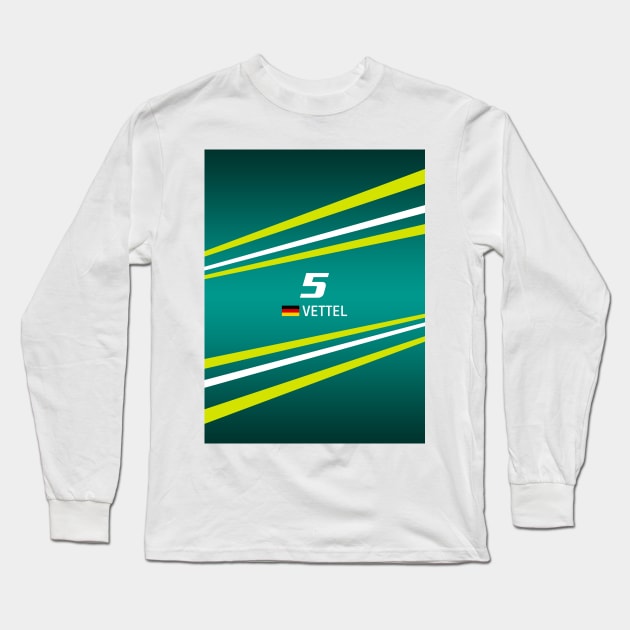 F1 2022 - #5 Vettel Long Sleeve T-Shirt by sednoid